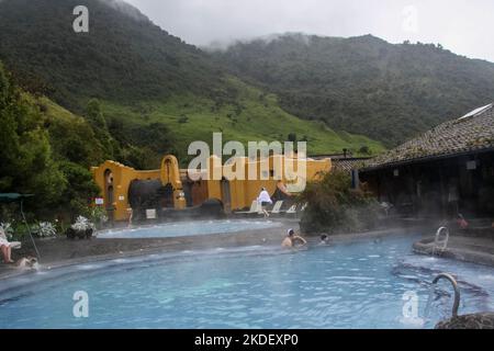 Hot springs thermal swimming pools at Termas de Papallacta spa resort, in the Andes. Napo province Ecuador Stock Photo