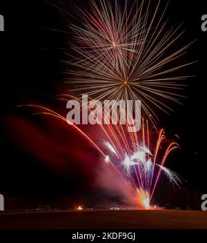 Elgin, Moray, UK. 5th Nov, 2022. This is a selection of the Fireworks Display organised by Rotary Elgin. This was first for 3 years and thousands attended to watch the 12 minute display. Credit: JASPERIMAGE/Alamy Live News Stock Photo