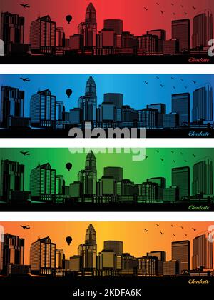 Charlotte city in a four different colors Stock Vector