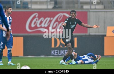 Club's Raphael Onyedika reacts during a game between English club Aston ...