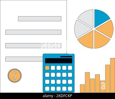 Finance and statistical, accounting and calculating finance, gaap concept. Vector illustration. Document paper work, finance economy calculate, analyz Stock Vector