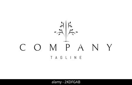 Vector logo on which an abstract image of a tree with branches in a minimalist style. Stock Vector