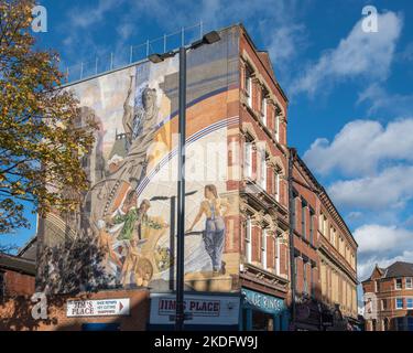 Cornucopia Mural, Call Lane, Leeds.Jim's Place 16 Call Lane, Leeds West Yorkshire,LS1 6DN Stock Photo