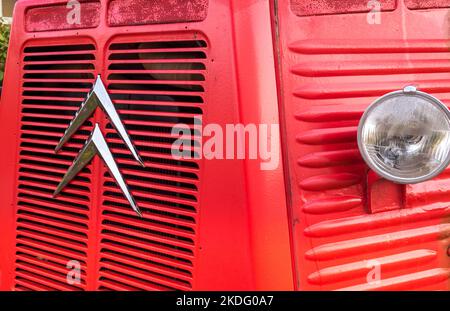 Westerland, Netherlands. October 2022. Close up shots of an old Citroen H from the 1960s. High quality photo Stock Photo