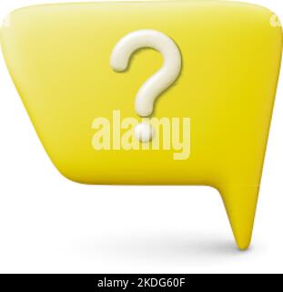 Message 3d talk speech balloon. Thinking bubble with question mark. Comment or chat text icon. Vector dialog cloud, speak frame design Stock Vector