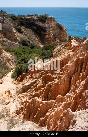 Hiking along the seven hanging valleys trail along the Algarve coast Stock Photo