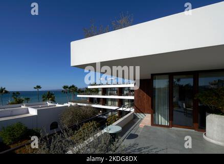 View from suite. Hotel Baja Club, La Paz, Mexico. Architect: Max von Werz Architects, 2021. Stock Photo