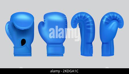 Box gloves. Sport hands punch items for boxers equipment decent vector competition symbols gloves realistic Stock Vector