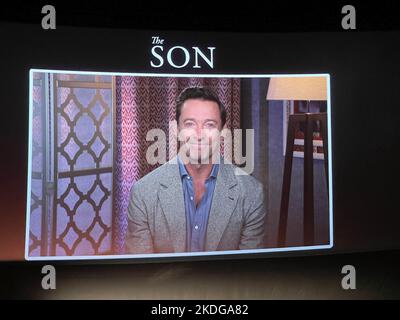 November 5, 2022, Los Angeles, California, USA: LOS ANGELES - NOV 5: Hugh Jackman message at the premiere of The Son at the TCL Chinese Theatre IMAX on November 5, 2022 in Los Angeles, CA (Credit Image: © Nina Prommer/ZUMA Press Wire) Stock Photo