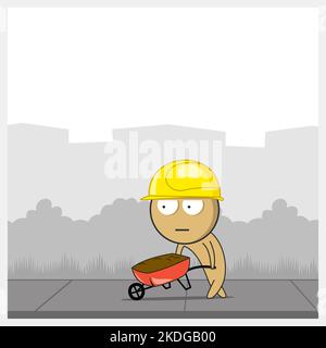 Worker with a wheelbarrow Stock Vector