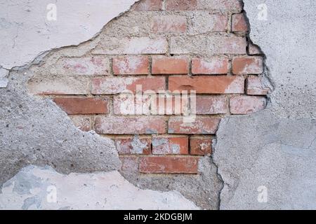 Cracked concrete wall. Old red Seamless brick wall background Stock Photo