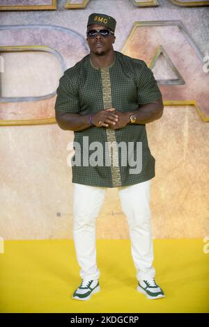 Adebayo Akinfenwa at the Black Adam film premiere, Cineworld Leicester Square, London, UK photo by Brian jordan Stock Photo