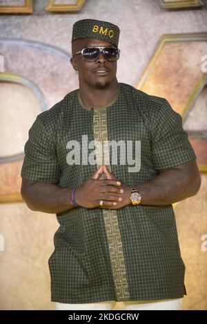 Adebayo Akinfenwa at the Black Adam film premiere, Cineworld Leicester Square, London, UK photo by Brian jordan Stock Photo