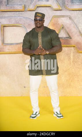 Adebayo Akinfenwa at the Black Adam film premiere, Cineworld Leicester Square, London, UK photo by Brian jordan Stock Photo