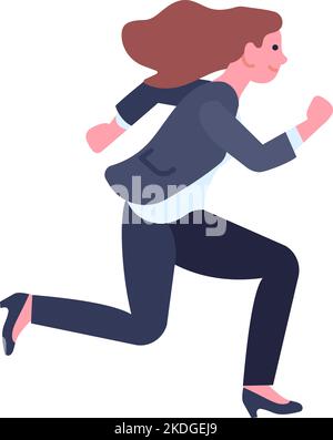Fast woman running. Hurrying person. Rushing character isolated on ...