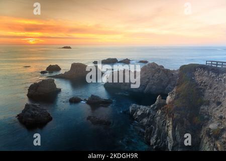 California Rugged Coastline Sunset via Garrapata State Park. Carmel-by-the-Sea, Big Sur, California, USA. Stock Photo