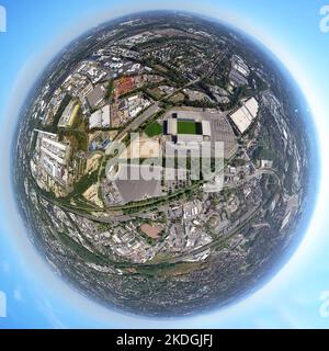 Aerial view, stadium at Hafenstraße, soccer stadium Rot-Weiss Essen, Westviertel, Essen, Ruhr area, North Rhine-Westphalia, Germany Stock Photo