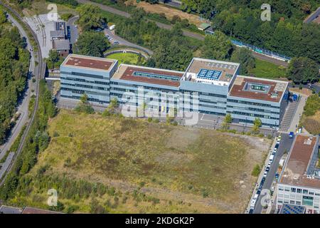 Aerial view, Folkwang University of the Arts, new building at Martin-Kremmer-Straße, Essen-Stoppenberg, Essen, Ruhr Area, North Rhine-Westphalia, Germ Stock Photo