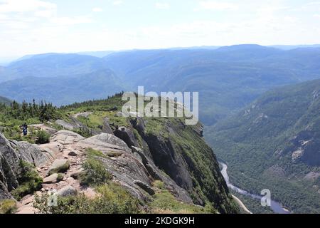 Big landscape cut by a mountain on top of l'Acropole des Draveurs (Montagne des Érables), Stock Photo Stock Photo