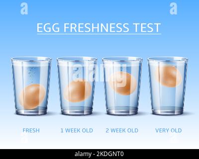 Egg floating in glass of water (sink or float egg freshness test Stock ...