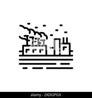 Manufacturing black line icon. Nature landscape. Pictogram for web page. Stock Vector