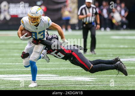 Los Angeles Chargers wide receiver Michael Bandy (83) takes part in drills  during the NFL football team's training camp, Wednesday, July 27, 2022, in  Costa Mesa, Calif. (AP Photo/Ringo H.W. Chiu Stock