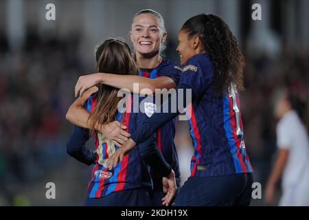 Fridolina Rolfo of FC Barcelona celebrates with his teammates Claudia Pina and Salma Paralluelo of FC Barcelona after scoring the 0-4 Credit: PRESSINPHOTO SPORTS AGENCY/Alamy Live News Stock Photo