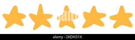 Star icon. Set of yellow star icons. Vector illustration. Various shapes of stars Stock Vector