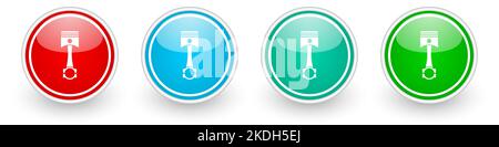 Piston vector icons, colorful glossy buttons on white Stock Vector