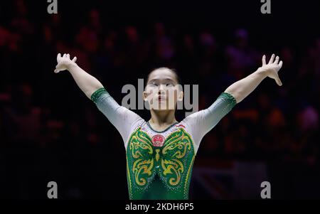 Liverpool, UK. 6th November 2022,  M&amp;S Bank Arena, Liverpool, England; 2022 World Artistic Gymnastics Championships Finals; Women's Apparatus Final Beam - Yushan Ou (CHN) Credit: Action Plus Sports Images/Alamy Live News Stock Photo