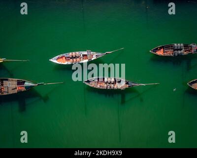 Traditional Rabelo boat on the River Douro in Porto, Portugal Stock Photo