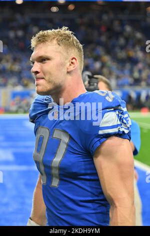 January 8, 2023: Detroit Lions defensive end Aidan Hutchinson (97) sacks  Green Bay Packers quarterback Aaron Rodgers (12) during a football game in  Green Bay, Wisconsin. Kirsten Schmitt/Cal Sport Media/Sipa USA(Credit  Image: ©