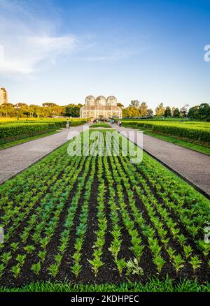 French Gardens and the greenhouse in Botanical garden of Curitiba, Brazil Stock Photo