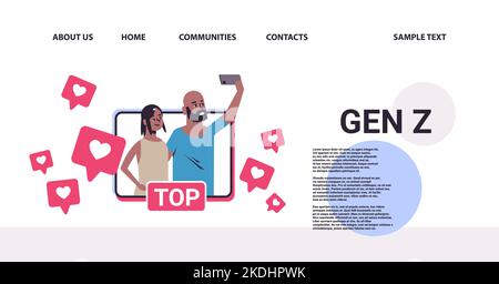 social media influencers watching live streaming generation Z lifestyle concept new demography trend with progressive youth gen Stock Vector