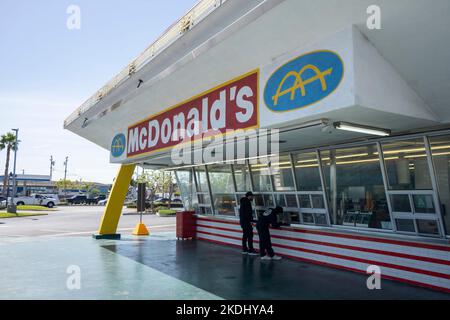 Exterior view of the oldest remaining McDonald's that sits in Downey, California, outside of Los Angeles, seen on Tuesday, May 10, 2022. Stock Photo