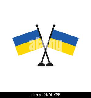 Vector template of Ukraine flag on pole Stock Vector