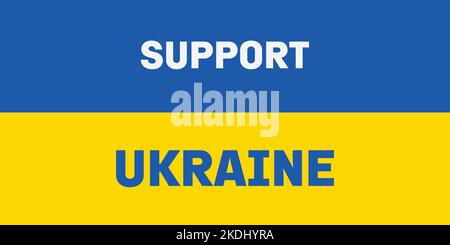 Support ukraine text on flag Stock Vector