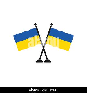 Vector template of Ukraine flag on pole Stock Vector