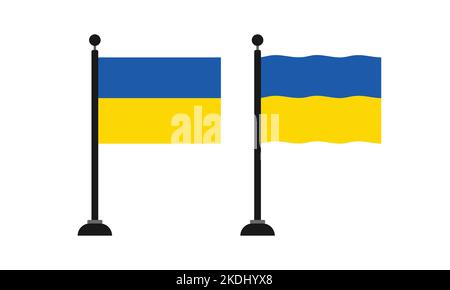Vector template of Ukraine flag on pole Stock Vector