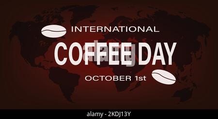 International coffee day template background design with world map Stock Vector