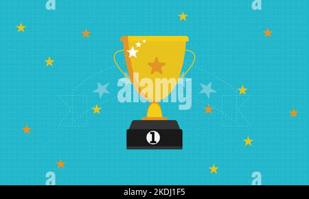 Trophy Cup Vector Flat Icon with star Stock Vector