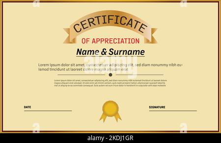 diploma certificate template vector, certificate of achievement border template Stock Vector