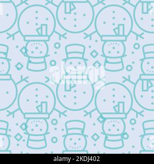 Pastel Christmas Snowman seamless repeat pattern background design Stock Vector