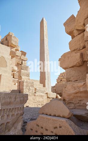 Karnak's Fourth Pylon and Its Obelisks Stock Photo