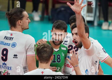 Pala Barton, Perugia, Italy, November 06, 2022, allianz milano exultation  during  Sir Safety Susa Perugia vs Allianz Milano - Volleyball Italian Serie A Men Superleague Championship Stock Photo