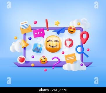 3D Social Media Concept Isolated. Stock Vector