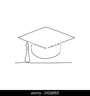 Graduation cap icon one line drawing minimalist simple vector ...