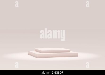 Minimal scene with a square podium on a light studio background. 3D illustration. Stock Photo