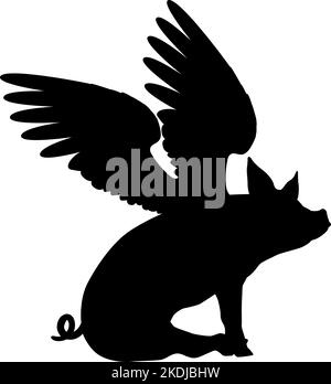 pig with wings silhouette