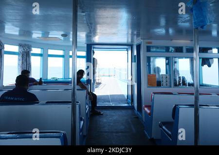The local ferry that providing the transport service between islands at Maldives. Stock Photo